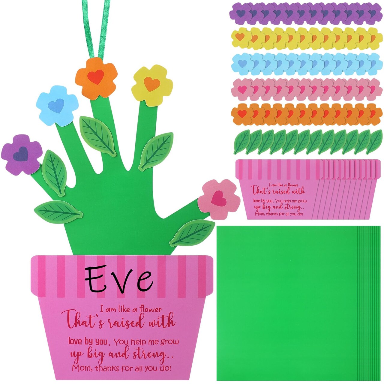 Syhood 24 Set Mother's Day Craft Kit Handprint Flowers Pot for Mom Inspirational DIY Craft Kit Gift for Home Activities